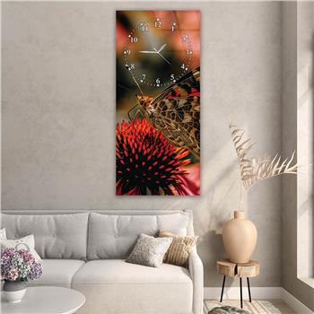 Vertical Art Themed Glass Wall Art with Clock at the Top 069