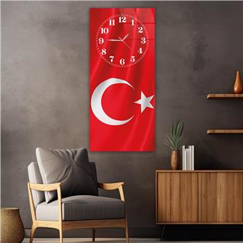 Vertical National Themed Glass Wall Art with Clock at the Top 043