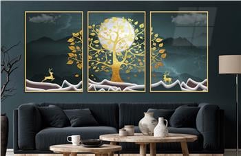 Alüminyum Çerçeveli Sanat Temalı 3lü Set CAM Tablo 0029