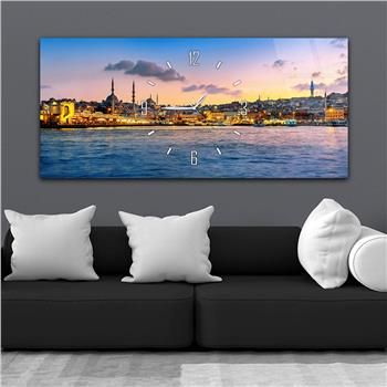 Yatay Saatli Ortadan Dini Temalı Cam Tablo 114