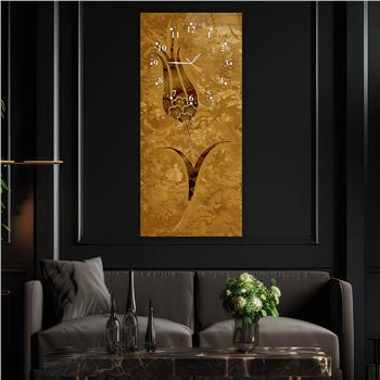 Vertical Art Themed Glass Wall Art with Clock at the Top 048