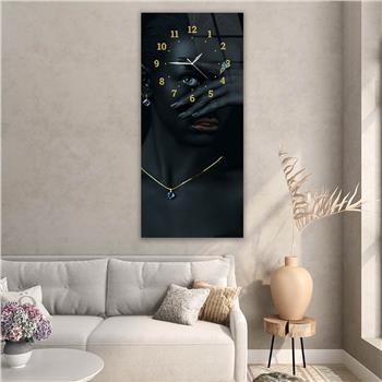 Vertical Art Themed Glass Wall Art with Clock at the Top 076