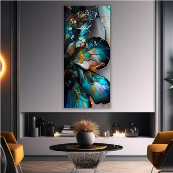 Vertical Art Themed Glass Wall Art with Clock at the Top 028