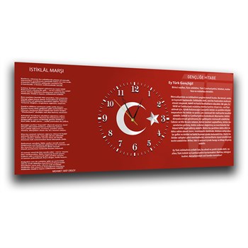 Milli Değerler | İstiklal Marşı ve Gençliğe Hitabe Saatli Cam Tablo