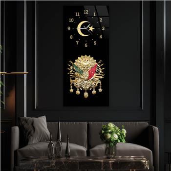 Vertical National Themed Glass Wall Art with Clock at the Top 020