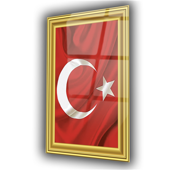 ÇERÇEVE GÖRSELLİ TÜRK BAYRAĞI CAM TABLO  
