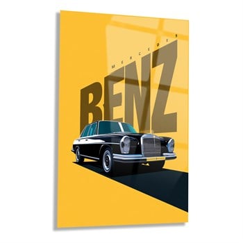 Siyah Klasik Mercedes-Benz Cam Tablo