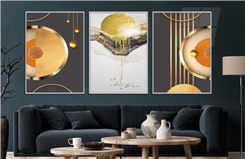 Alüminyum Çerçeveli Sanat Temalı 3lü Set CAM Tablo 0080