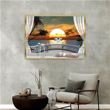 Aluminum-Framed Natured-Themed Tempered Glass Wall Art 161
