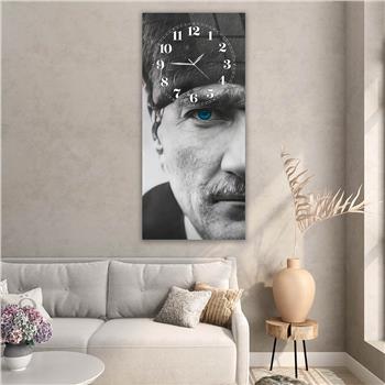 Vertical National Themed Glass Wall Art with Clock at the Top 010