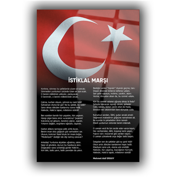 İSTİKLAL MARŞI YAZILI CAM TABLO