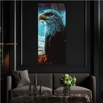 Vertical Art Themed Glass Wall Art with Clock at the Top 037