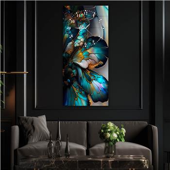 Vertical Art Themed Glass Wall Art with Clock at the Top 028