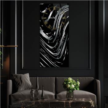 Vertical Art Themed Glass Wall Art with Clock at the Top 071
