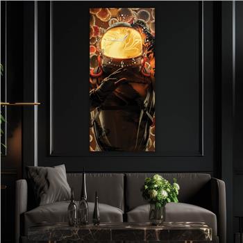 Vertical Art Themed Glass Wall Art with Clock at the Top 064