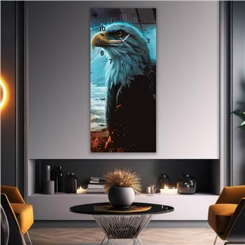 Vertical Art Themed Glass Wall Art with Clock at the Top 037