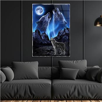 Howling Wolf Glass Wall Art