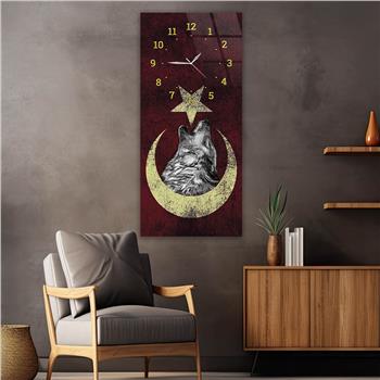 Vertical National Themed Glass Wall Art with Clock at the Top 033