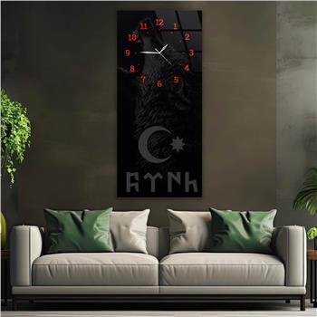 Vertical National Themed Glass Wall Art with Clock at the Top 036