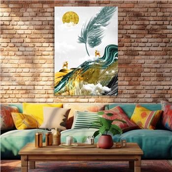 Dikey Sanat Temalı Cam Tablo 341