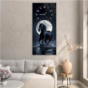 Dikey Üstten Saatli Sanat Temalı Cam Tablo 102