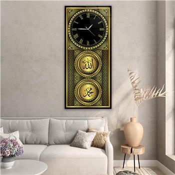 Vertical Religious Themed Glass Wall Art with Clock at the Top  037