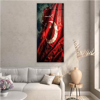 Vertical National Themed Glass Wall Art with Clock at the Top 013