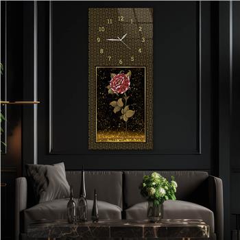 Vertical Art Themed Glass Wall Art with Clock at the Top 044