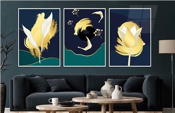 Alüminyum Çerçeveli Sanat Temalı 3lü Set CAM Tablo 0005