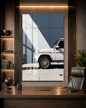 Beyaz Mercedes G Serisi Cam Tablo