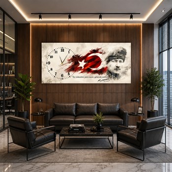 Ey Yükselen Yeni Nesil | Atatürk Saatli Cam Tablo