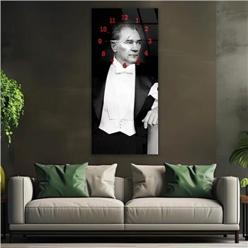 Vertical National Themed Glass Wall Art with Clock at the Top 021