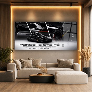 Siyah Porsche GT3 RS Saatli Cam Tablo