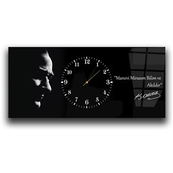 Manevi Mirasım Bilim ve Akıldır Saatli Cam Tablo