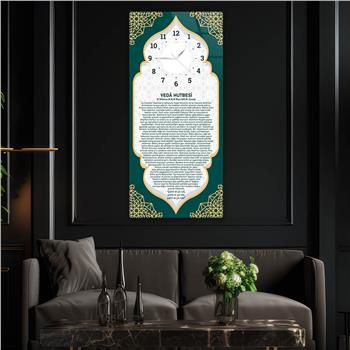 Tableau en verre à thème religieux vertical avec horloge en haut 054
