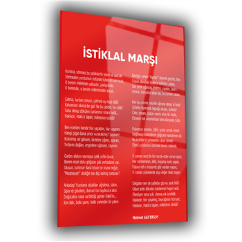 Kırmızı Temalı İstiklal Marşı Cam Tablo