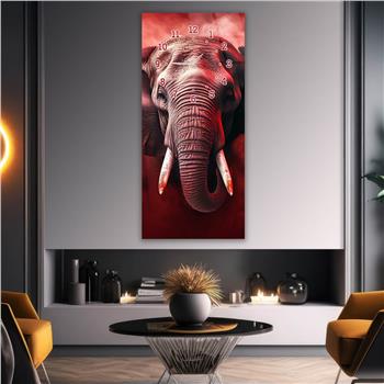 Vertical Art Themed Glass Wall Art with Clock at the Top 046