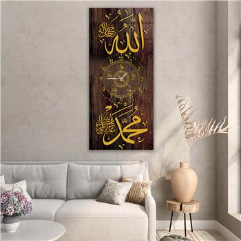 Vertical Religious Themed Glass Wall Art with Clock at the Center 012
