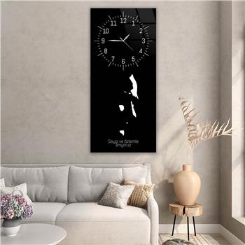 Vertical National Themed Glass Wall Art with Clock at the Top 044
