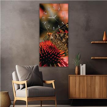 Vertical Art Themed Glass Wall Art with Clock at the Top 069