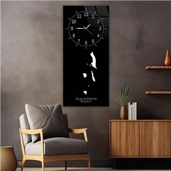 Vertical National Themed Glass Wall Art with Clock at the Top 044