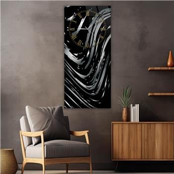 Vertical Art Themed Glass Wall Art with Clock at the Top 071