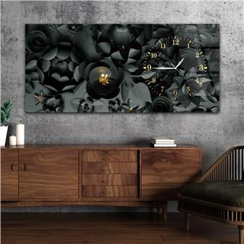 Yatay Saatli Yandan Sanat ve Doğa Temalı Cam Tablo 038
