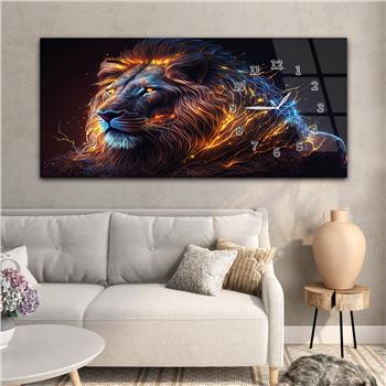 Yatay Saatli Yandan Sanat ve Doğa Temalı Cam Tablo 180