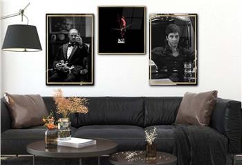 SANAT TEMALI CAM TABLO CAM DUVAR SAATİ SETİ 