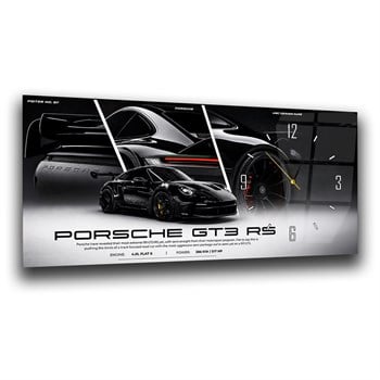 Siyah Porsche GT3 RS Saatli Cam Tablo