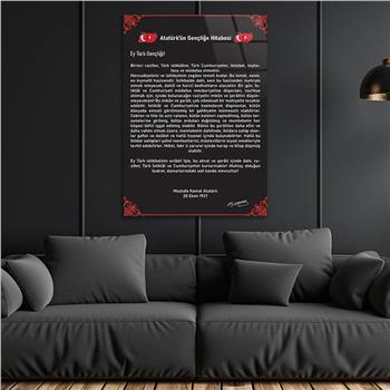 Atatürks Address to the Turkish Youth Glass Wall Art