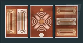 Aluminum Framed 3-Piece MDF Wall Art Set with Art Theme 0053
