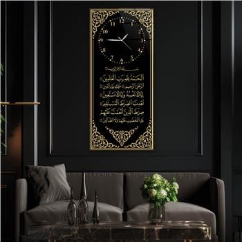 Vertical Religious Themed Glass Wall Art with Clock at the Top  024