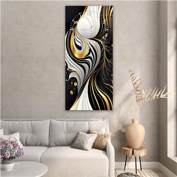 Vertical Art Themed Glass Wall Art with Clock at the Top 027